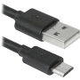 USB кабель Defender USB08-10BH USB2.0 черный, AM-MicroBM, 3м