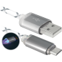USB кабель Defender USB08-03LT USB2.0 серый, LED, AM-MicroBM, 1м