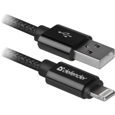 USB кабель Defender ACH01-03T PRO USB2.0 Черный, AM-LightningM, 1m,2.1A