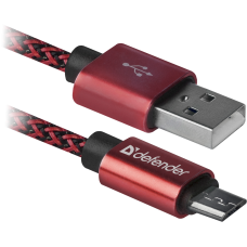 USB кабель Defender USB08-03T PRO USB2.0 Красный, AM-MicroBM, 1m, 2.1A