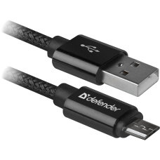 USB кабель Defender USB08-03T PRO USB2.0 Черный, AM-MicroBM, 1m, 2.1A