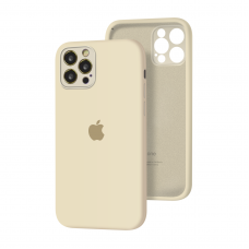 Силиконовый чехол с закрытой камерой Apple Silicone Case для iPhone 12 Pro Max Antique White