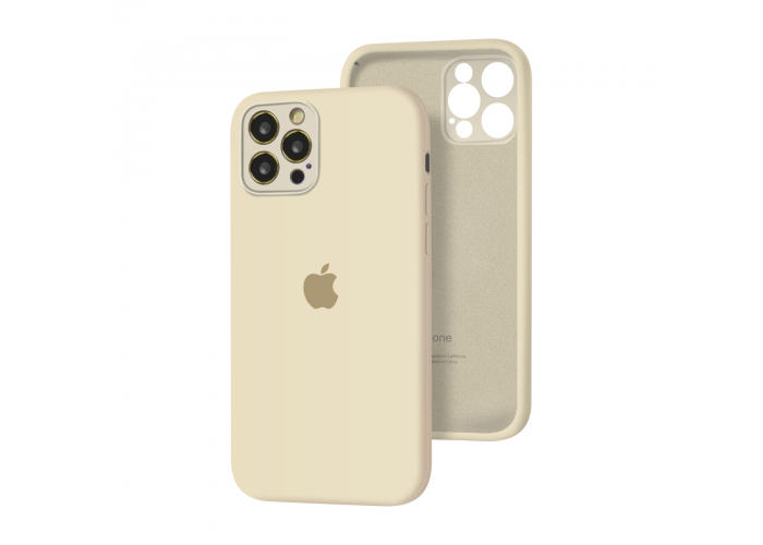 Силиконовый чехол с закрытой камерой Apple Silicone Case для iPhone 12 Pro Max Antique White
