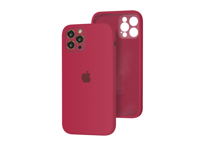 Силиконовый чехол с закрытой камерой Apple Silicone Case для iPhone 12 Pro Max Rose Red