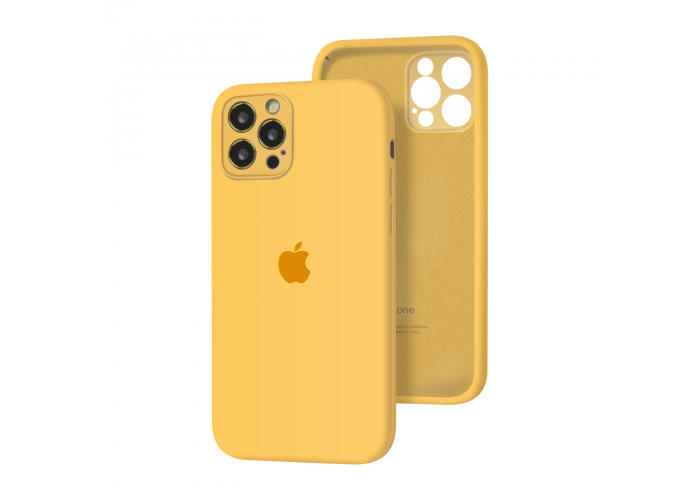 Силиконовый чехол с закрытой камерой Apple Silicone Case для iPhone 12 Pro Max Yellow