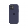 Силиконовый чехол c закрытым низом Apple Silicone Case для iPhone 12 Midnight Blue