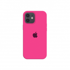 Силиконовый чехол c закрытым низом Apple Silicone Case для iPhone 12 Barbie Pink