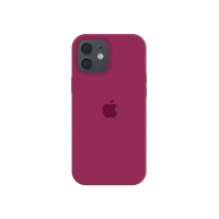 Силиконовый чехол c закрытым низом Apple Silicone Case для iPhone 12 Rose Red