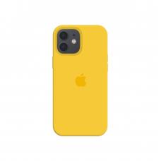 Силиконовый чехол c закрытым низом Apple Silicone Case для iPhone 12 Yellow