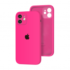 Силиконовый чехол с закрытой камерой Apple Silicone Case для iPhone 12 Barbie Pink
