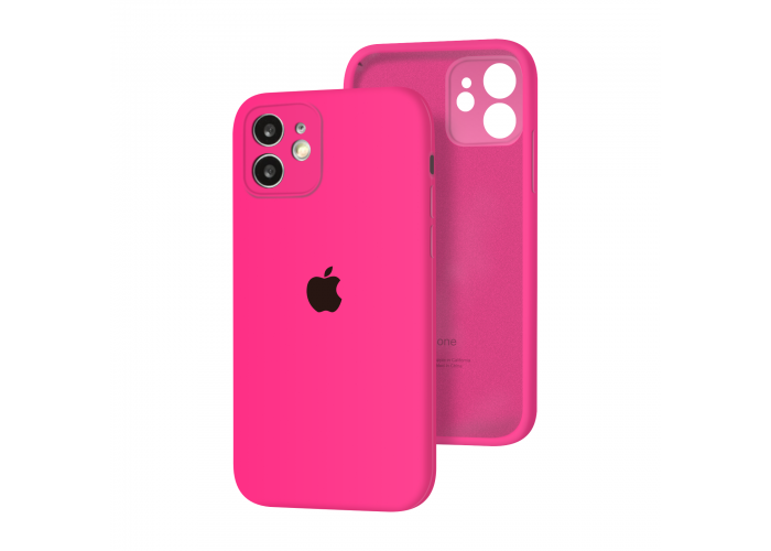 Силиконовый чехол с закрытой камерой Apple Silicone Case для iPhone 12 Barbie Pink