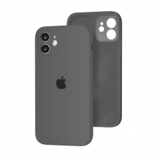 Силиконовый чехол с закрытой камерой Apple Silicone Case для iPhone 12 Charcoal Gray