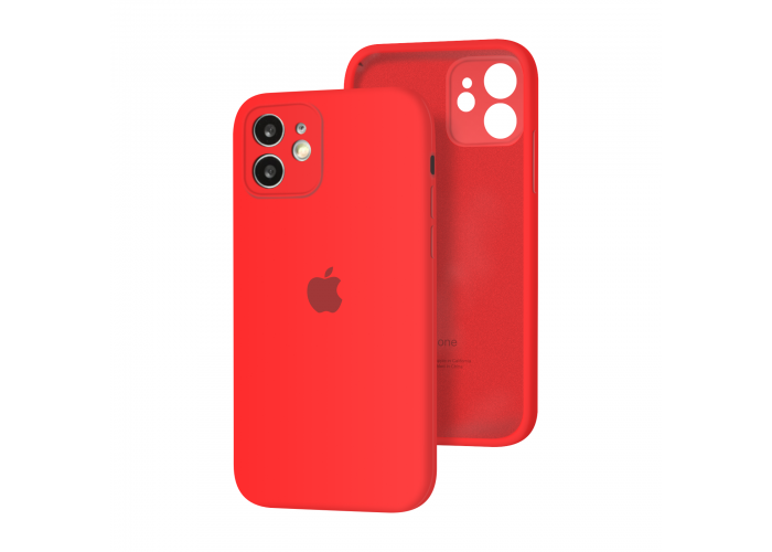Силиконовый чехол с закрытой камерой Apple Silicone Case для iPhone 12 Red