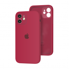 Силиконовый чехол с закрытой камерой Apple Silicone Case для iPhone 12 Rose Red