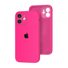 Силиконовый чехол с закрытой камерой Apple Silicone Case для iPhone 12 mini Barbie Pink