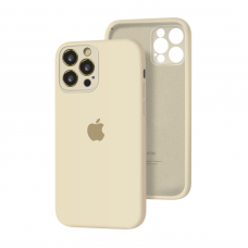 Силиконовый чехол с закрытой камерой Apple Silicone Case для iPhone 12 Pro Antique White
