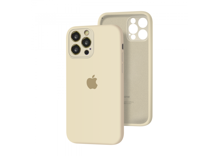 Силиконовый чехол с закрытой камерой Apple Silicone Case для iPhone 12 Pro Antique White