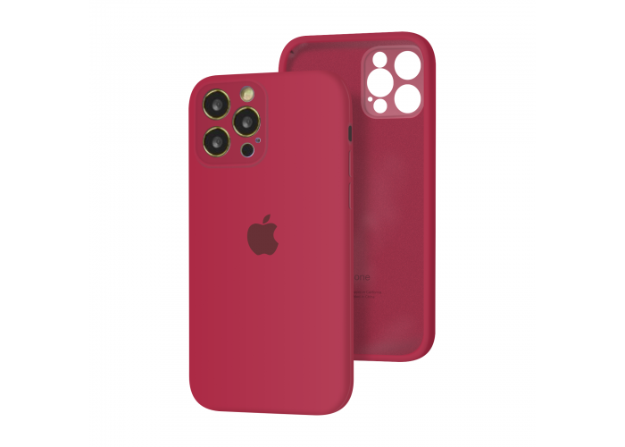 Силиконовый чехол с закрытой камерой Apple Silicone Case для iPhone 12 Pro Rose Red