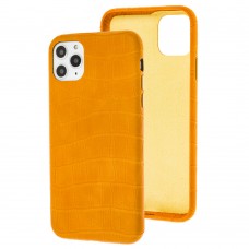 Чехол для iPhone 11 Pro Max Leather croco full желтый