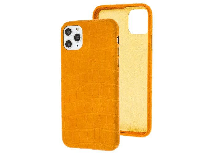 Чехол для iPhone 11 Pro Max Leather croco full желтый