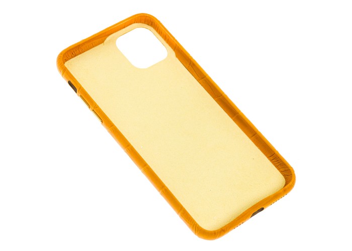 Чехол для iPhone 11 Pro Max Leather croco full желтый