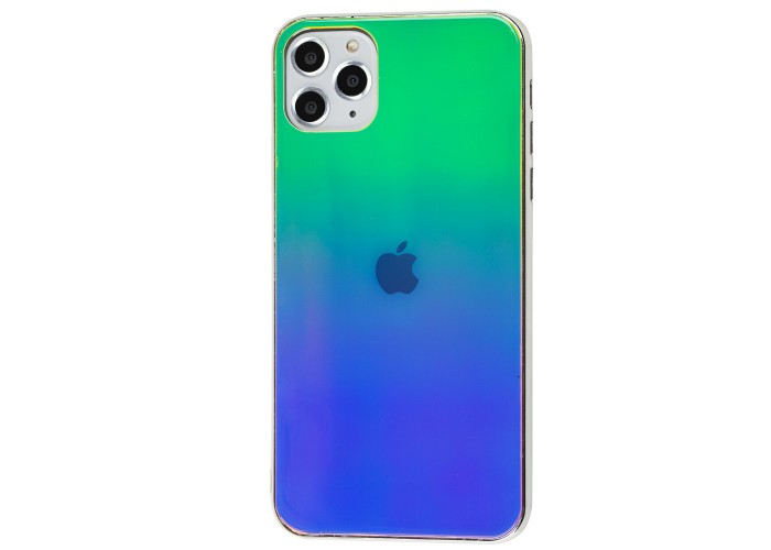 Чехол для iPhone 11 Pro Max Rainbow glass с лого зеленый