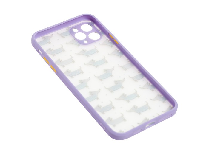 Чехол для iPhone 11 Pro Max Wave Cartoon dachshund / light purple