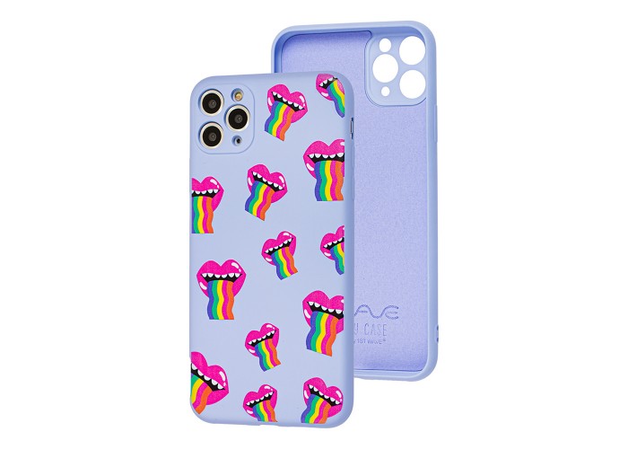 Чехол для iPhone 11 Pro Max Wave Fancy rainbow smile / lavender