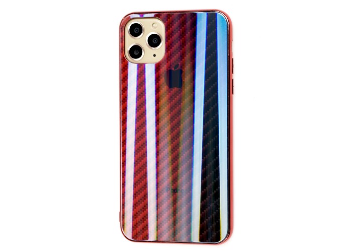 Чехол для iPhone 11 Pro Max Carbon Gradient Hologram красный