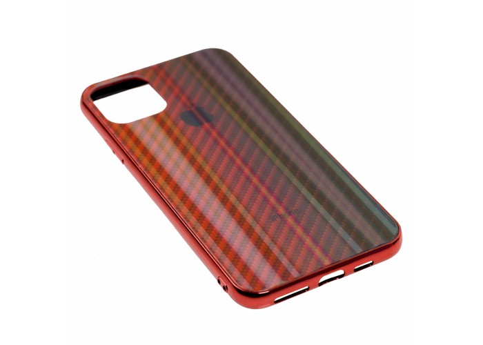 Чехол для iPhone 11 Pro Max Carbon Gradient Hologram красный