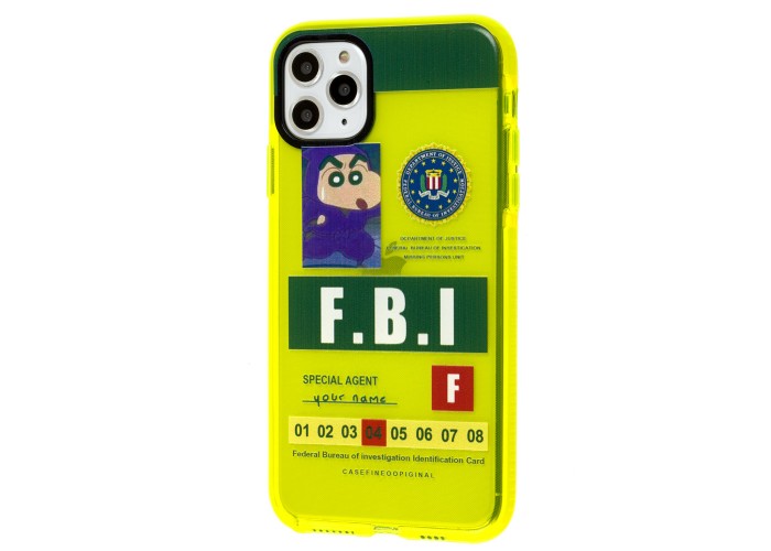Чехол для iPhone 11 Pro Max Neon print FBI желтый / зеленый