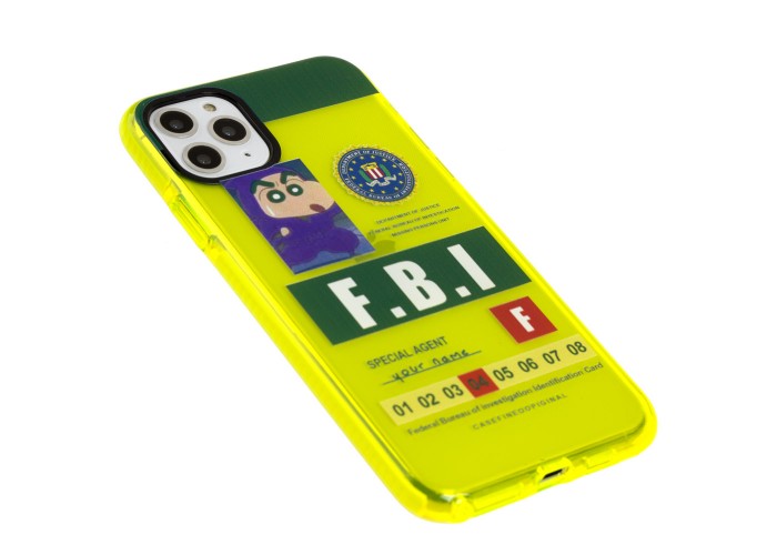 Чехол для iPhone 11 Pro Max Neon print FBI желтый / зеленый