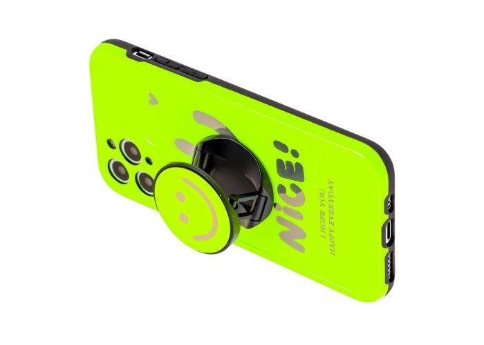 Чехол для iPhone 11 Pro Max Nice smile popsocket салатовый