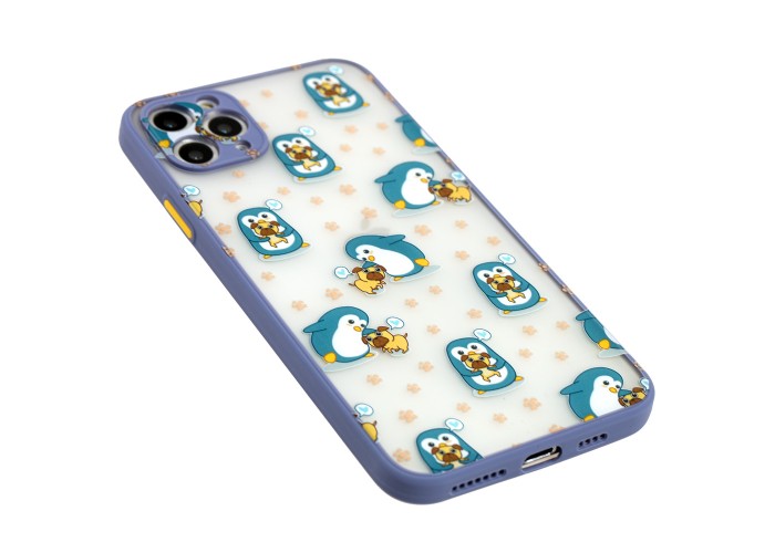 Чехол для iPhone 11 Pro Max Wave Cartoon penguins and dogs / lavender gray
