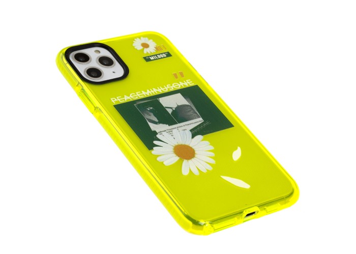 Чехол для iPhone 11 Pro Max Neon print ромашка желтый / зеленый