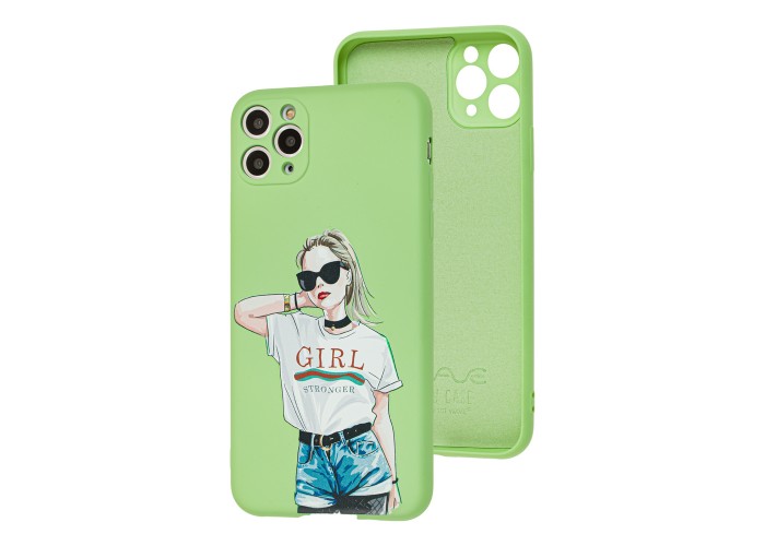 Чехол для iPhone 11 Pro Max Wave Fancy stranger girl / mint gum