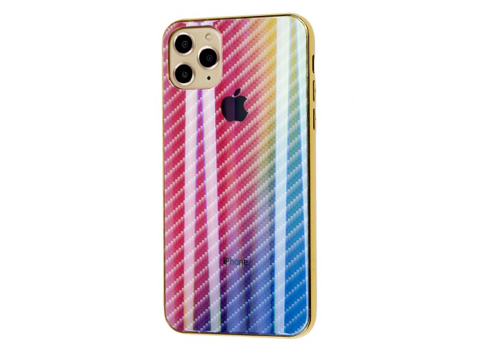 Чехол для iPhone 11 Pro Max Carbon Gradient Hologram розовый