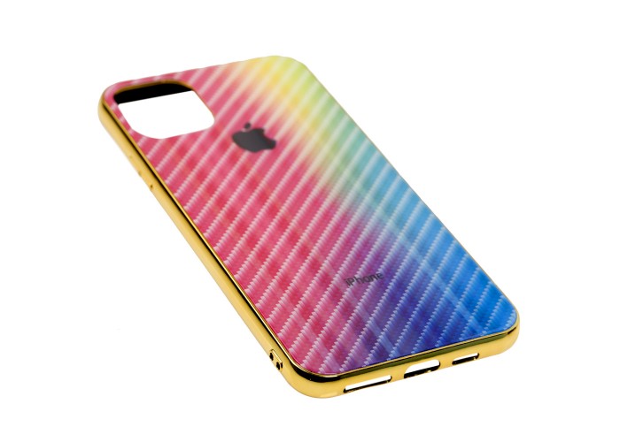 Чехол для iPhone 11 Pro Max Carbon Gradient Hologram розовый