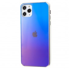 Чехол для iPhone 11 Pro Max Rainbow glass с лого синий