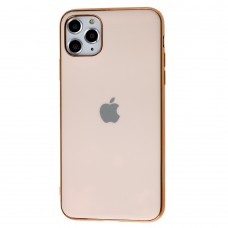 Чехол для iPhone 11 Pro Max Silicone case матовый (TPU) розово-золотистый