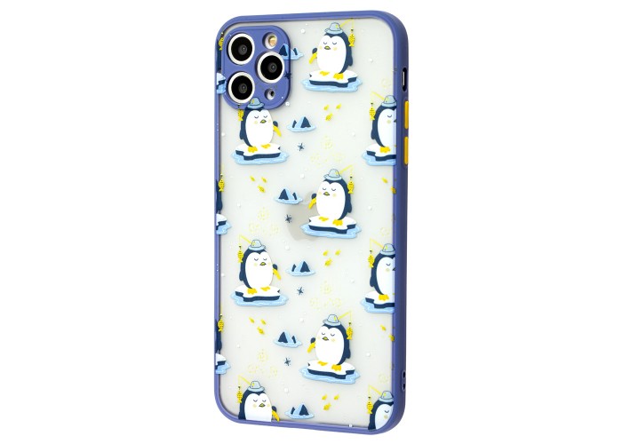Чехол для iPhone 11 Pro Max Wave Cartoon penguin fisherman / lavender gray