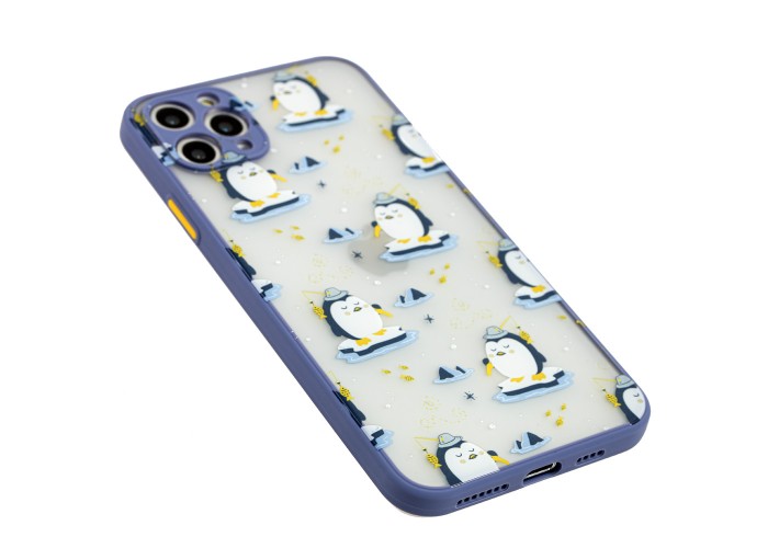 Чехол для iPhone 11 Pro Max Wave Cartoon penguin fisherman / lavender gray