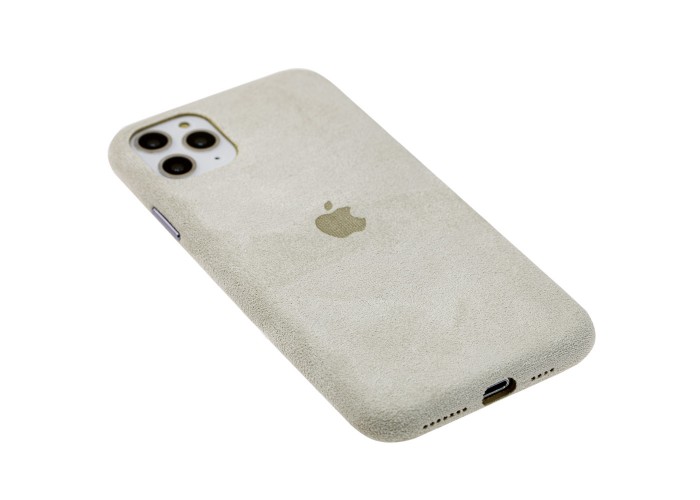 Чехол для iPhone 11 Pro Max Alcantara 360 светло-серый