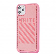 Чехол для iPhone 11 Pro Max off-white leather розовый