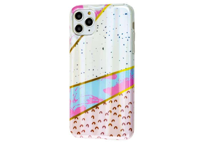 Чехол для iPhone 11 Pro Max Design Mramor Benzo бело-розовый