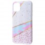Чехол для iPhone 11 Pro Max Design Mramor Benzo бело-розовый