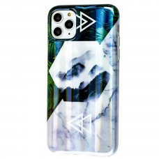 Чехол для iPhone 11 Pro Max Design Mramor Benzo бело-зеленый