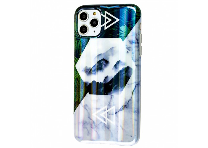 Чехол для iPhone 11 Pro Max Design Mramor Benzo бело-зеленый