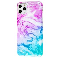 Чехол для iPhone 11 Pro Max Design Mramor Glossy розово-бирюзовый