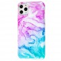 Чехол для iPhone 11 Pro Max Design Mramor Glossy розово-бирюзовый